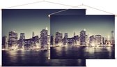 De nachtelijke skyline van Manhattan in New York City - Foto op Textielposter - 120 x 80 cm