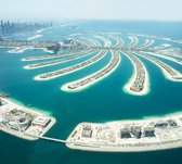 Indrukwekkende close-up van Palm Island op zee in Dubai - Fotobehang (in banen) - 450 x 260 cm