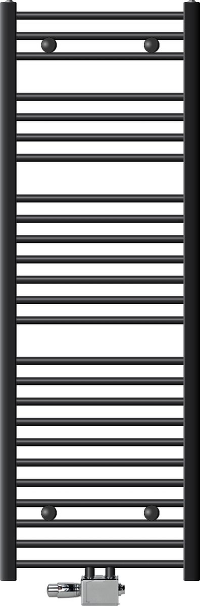 Badkamer radiator middenaansluiting 500x1500 mm antraciet gebogen met universele aansluitset LuxeBath