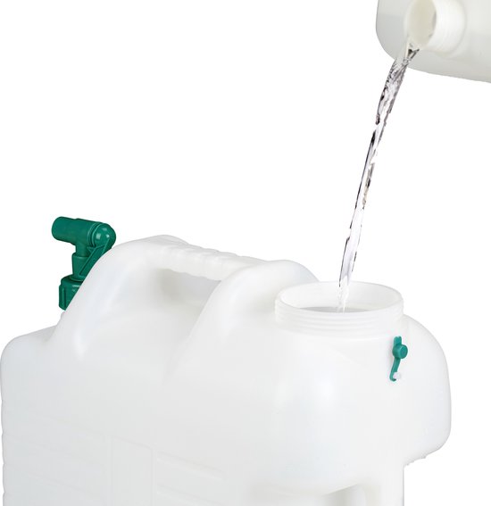 Relaxdays jerrycan met kraan - 25 liter - voor drinkwater - kunststof - BPA-vrij - handvat - camping - wit-groen van Relaxdays — afbeelding 2