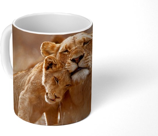 Mok - Koffiemok - Leeuw - Wilde dieren - Welp - Mokken - 350 ML - Beker - Koffiemokken - Theemok