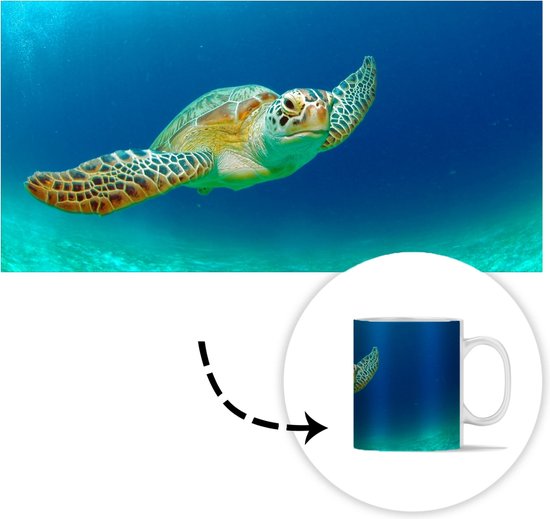 Mug - Tasse à café - Photo en gros plan d'une tortue de mer verte - Tasses - 350 ML - Tasse - Tasses à café - Tasse à thé - Décoration Sinterklaas - Cadeaux pour enfants - Chaussures cadeaux Sinterklaas