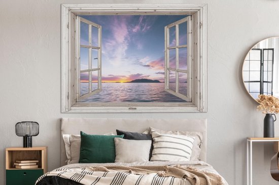 Toile Peinture Transparente - Île - Mer - 160x120 cm - Décoration murale XXL