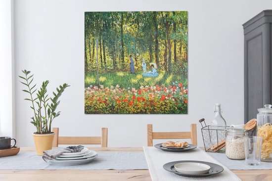 Peinture sur toile La famille de l'artiste au jardin - Claude Monet - 90x90 cm - Décoration murale