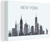 Canvas Schilderij New York - Amerika - Skyline - 90x60 cm - Wanddecoratie