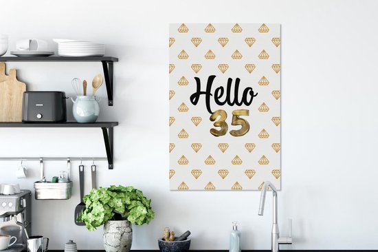 Toile Peinture Anniversaire - 35 ans - Or - 40x60 cm - Décoration murale