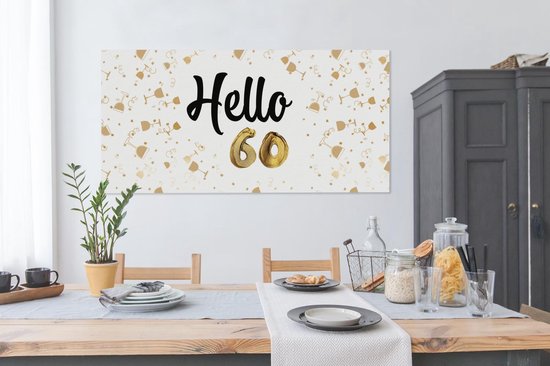 Peinture sur toile Anniversaire - 60 ans - Décoration - 160x80 cm - Décoration murale