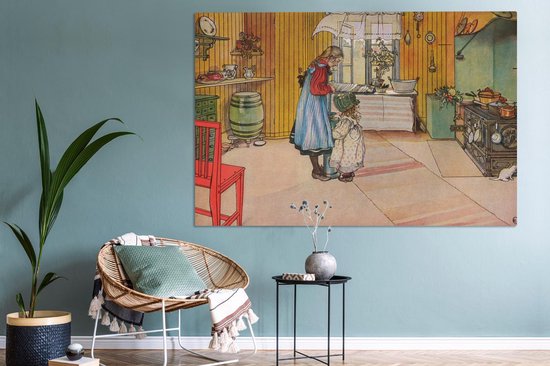 Tableau sur toile La cuisine d'une maison - Carl Larsson - 180x120 cm - Décoration murale XXL