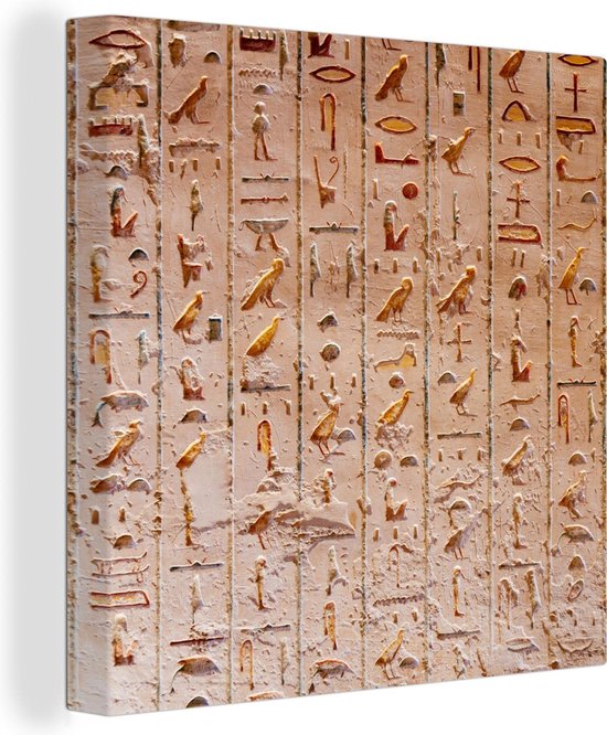 Canvas Schilderij Egypte - Hiërogliefen - Schrift - Wanddecoratie