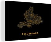Canvas Schilderij Gelderland - Wegenkaart Nederland - Goud - 30x20 cm - Wanddecoratie