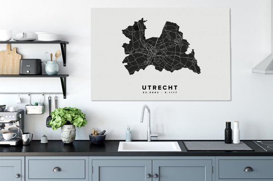 Tableau sur toile Utrecht - Nederland - Carte routière - 140x90 cm - Décoration murale