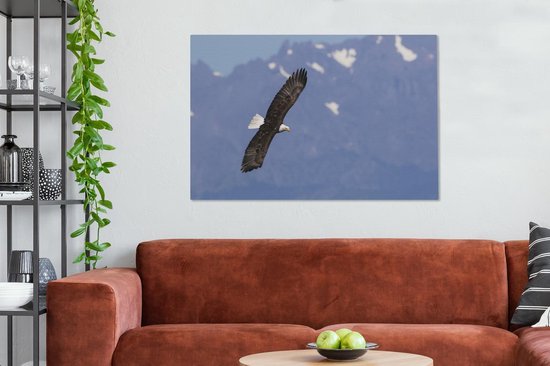 Aigle devant les montagnes Toile 120x80 cm - Tirage photo sur toile (Décoration murale salon / chambre) / Peintures sur toile Animaux