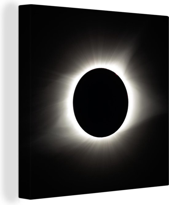 Eclipse solaire totale avec rayons de lumière blanche Toile 20x20 cm - petit - Tirage photo sur toile (Décoration murale salon / chambre)