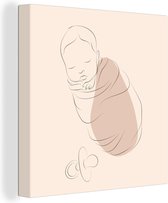 Tableau Toile Bébé - Enfant - Dessin au Line - 50x50 cm - Décoration murale