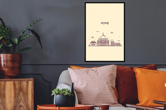 Fotolijst incl. Poster - Italië - Rome - Skyline - 40x60 cm - Posterlijst