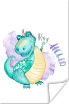 Poster Nursery - Dinosaurus - Wit - Garçons - Filles - Enfants - 40x60 cm - Poster Nursery
