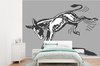 Behang - Fotobehang een schoppende ezel in pop art weergegeven - zwart wit - Breedte 360 cm x hoogte 260 cm