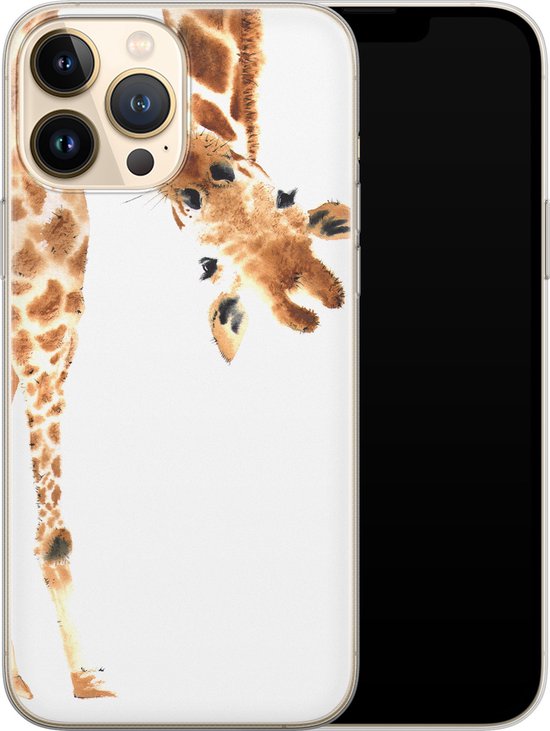 iPhone 13 Pro Max - Girafe coucou | Apple iPhone 13 Pro Max | Étui en Siliconen TPU | Couverture arrière transparente