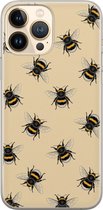 Leuke Telefoonhoesjes - Hoesje geschikt voor iPhone 13 Pro Max - Bijen print - Soft case - TPU - Print / Illustratie - Geel