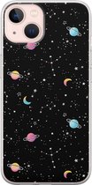 iPhone 13 hoesje siliconen - Universum - Soft Case Telefoonhoesje - Marmer - Transparant, Blauw