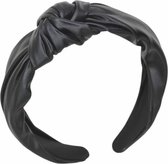 Diadeem - haarband van imitatieleer (glanzend) - zwart met knoop - kinderen/meisjes/dames