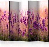 Vouwscherm - Lavendel in de regen 225x172cm  , gemonteerd geleverd, dubbelzijdig geprint (kamerscherm)