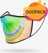 Duopack: Rainbow washable mondmasker - L / Stoffen mondkapjes met print / Wasbare Mondkapjes / Mondkapjes / Uitwasbaar / Herbruikbare Mondkapjes / Herbruikbaar / Ov geschikt / Mondmaskers