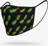 Duopack: Kerst hulst wasbare mondmasker - L / Stoffen mondkapjes met print / Wasbare Mondkapjes / Mondkapjes / Uitwasbaar / Herbruikbare Mondkapjes / Herbruikbaar / Ov geschikt / Mondmaskers