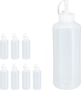 Relaxdays 8x flacon souple transparent - bouteille de sauce en plastique - ensemble de flacons doseurs - 1000 ml