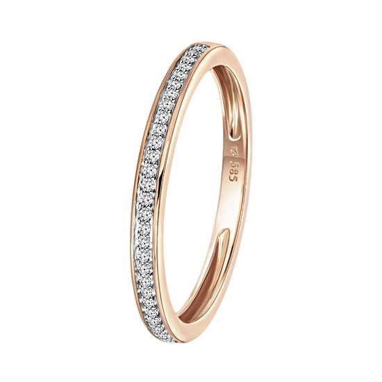 Lucardi Dames Railring 29 diamanten 0,08ct - Ring - Cadeau - 14 Karaat Goud - Roségoud