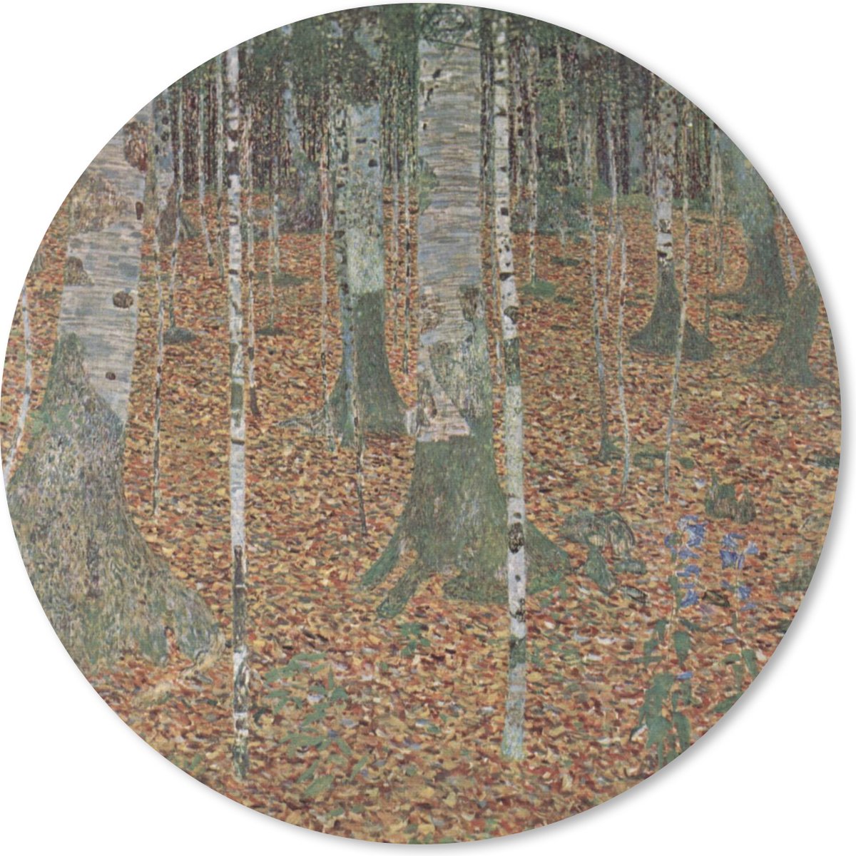 Muismat rond 30x30 cm - Mousepad Berkenbos - schilderij van Gustav Klimt - Ronde muismatten