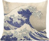 Sierkussens - Kussentjes Woonkamer - 60x60 cm - De grote golf bij Kanagawa - Schilderij van Katsushika Hokusai