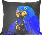 Sierkussens - Kussentjes Woonkamer - 45x45 cm - Papegaai - Vogel - Veren - Blauw