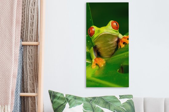 Tableau Grenouille - Feuilles - 20x40 cm - Décoration murale