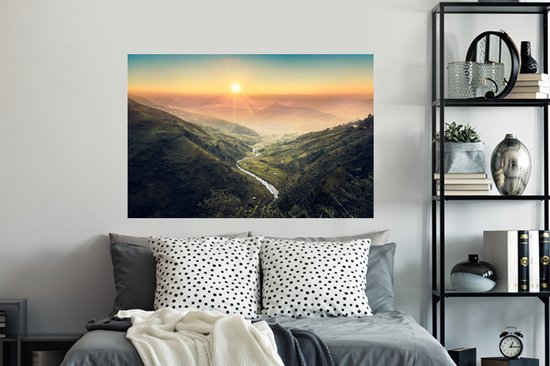 Stickers muraux - Film autocollant - Paysage d'Indonésie au lever du soleil - 120x80 cm - Film adhésif - Stickers muraux chambre d'enfant - Papier peint autocollant - Papier peint autocollant - Film autocollant