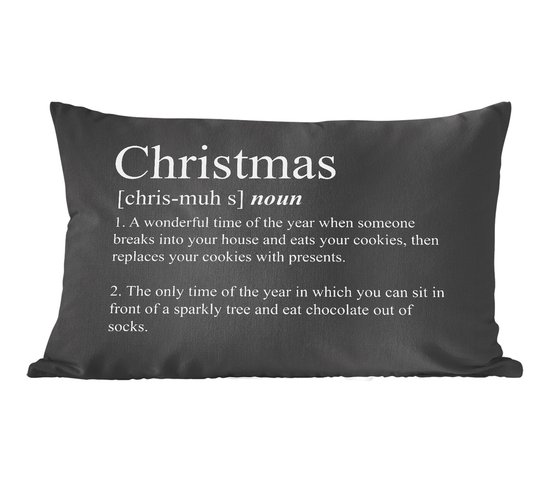 Sierkussens - Kussentjes Woonkamer - 60x40 cm - Kerstmis - Spreuken - Christmas definitie - Quotes - Woordenboek - Kerstversiering - Kerstdecoratie voor binnen - Woonkamer