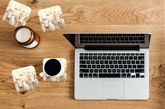 Dessous de Sous-verres - Mouton - Laine - Wit - 10x10 cm - 6 pièces