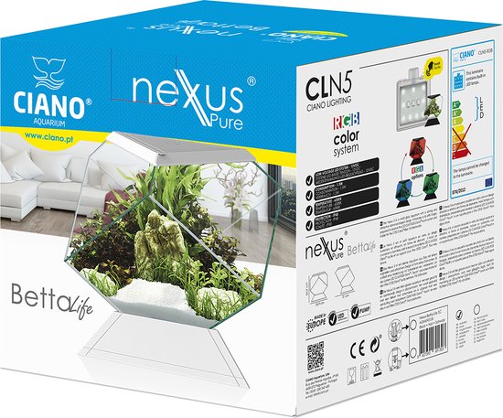 Ciano - Aquarium Nexus Betta - 5,5 liter - 27x31x26 cm - Wit