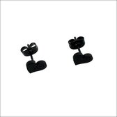 Aramat jewels ® - Zwarte oorbellen hartje chirurgisch staal zwart 6mm x 8mm dames