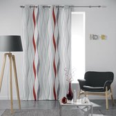 Glasgordijn 140 cm x 260 cm Stripes White - Red