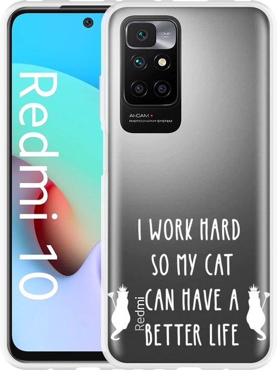 Xiaomi Redmi 10 Hoesje Royalty Cat wit Designed by Cazy