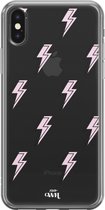 Thunder Pink - iPhone Transparant Case - Transparant hoesje geschikt voor de iPhone X / Xs hoesje - Doorzichtig hoesje geschikt voor iPhone Xs / X case - Shockproof hoesje Thunder