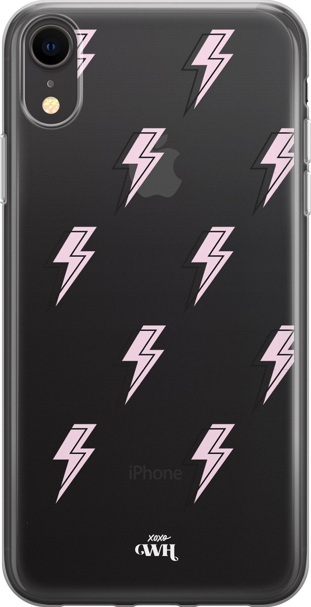 Thunder Pink - iPhone Transparant Case - Transparant hoesje geschikt voor de iPhone Xr hoesje - Doorzichtig hoesje geschikt voor iPhone Xr case - Shockproof hoesje Thunder Pink