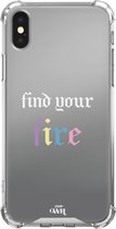 Mirror Case - Find Your Fire - Hoesje met spiegel en tekst geschikt voor iPhone 10 / Xs - Spiegelhoesje - Beschermhoesje - Shockproof - Geschikt voor iPhone X / Xs hoesje
