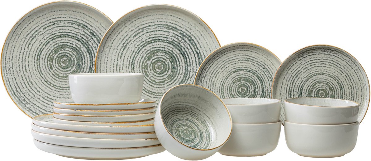 Service De Table Van Well Tendance 6 Assiettes Plates 24 Cm - Porcelaine Blanche Moderne, Micro-ondes & Lave-Vaisselle