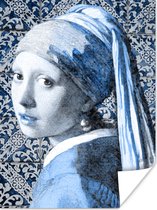Poster Meisje met de parel - Delfts blauw - Oude meesters - 30x40 cm