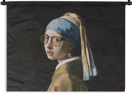 Wandkleed - Wanddoek - Meisje met de parel - Johannes Vermeer - Bril