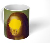 Mok - Koffiemok - Mona Lisa - Da Vinci - Geel - Mokken - 350 ML - Beker - Koffiemokken - Theemok