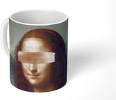 Mok - Koffiemok - Mona Lisa - Leonardo da Vinci - Rosegoud - Mokken - 350 ML - Beker - Koffiemokken - Theemok