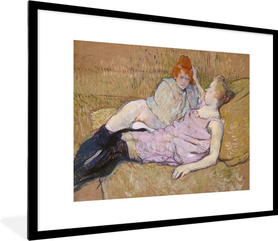 Affiche avec cadre Henri de Toulouse-Lautrec - Le Canapé - Peinture d'Henri de Toulouse-Lautrec - cadre photo noir - 80x60 cm - Affiche avec cadre